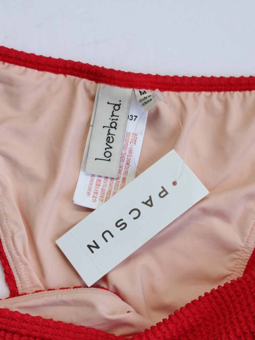 Loverbird Red Carmen Scrunch High Cut Bikini Bottom Red Size Medium NWT - Picture 5 of 7